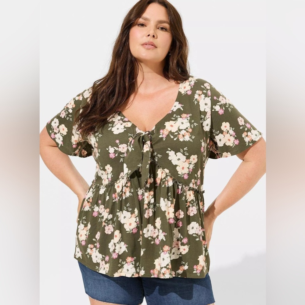 torrid Heritage Jersey Tie-Front Babydoll Top